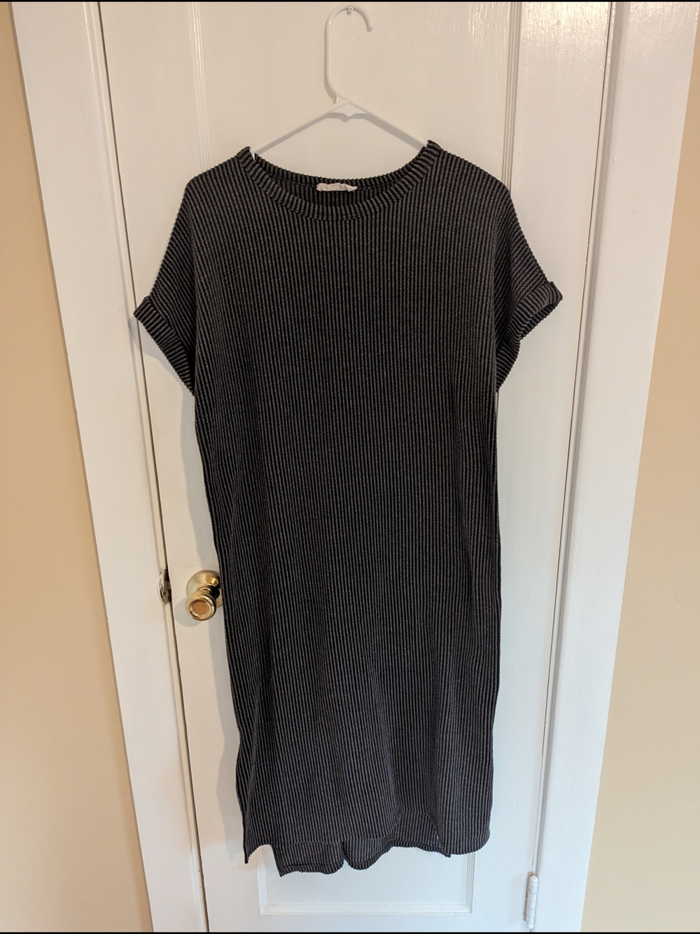 Charcoal Black And Grey Midi Maternity Dress
